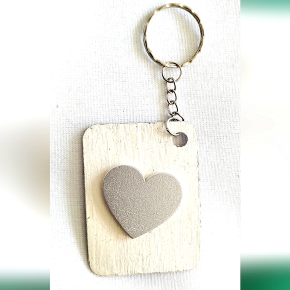 NEW Handmade Keychain Bag Tag! Italian Wood Art 02. "I LOVE My Bag" Wooden Heart - Picture 3 of 6
